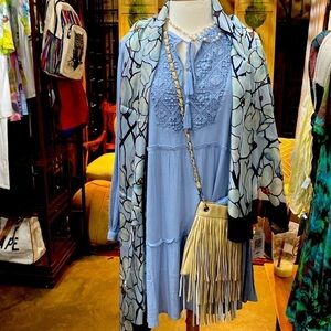 NWT mud pie dress or tunic in size small/medium blue crocheted